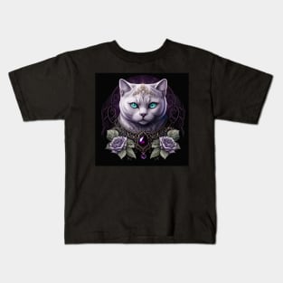 Dark Elegant White British Shorthair Kids T-Shirt